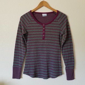 Columbia purple and gray striped thermal top